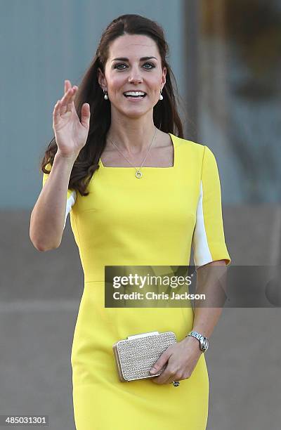 Catherine, Duchess of Cambridge greets the crowds of public outside Sydney Opera House on April 16, 2014 in Sydney, Australia. The Duke and Duchess...