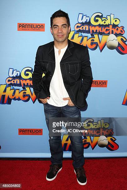 Actor Omar Chaparro attends the premiere of Pantelion Films' 'Un Gallo Con Muchos Huevos' at Regal Cinemas L.A. Live on August 23, 2015 in Los...