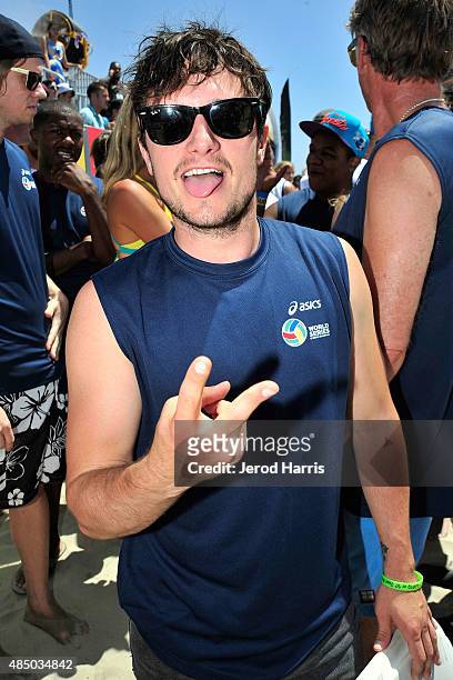 Actor Josh Hutcherson participates in the ASICS World Series of Volleyball - Celebrity Charity Match on August 23, 2015 in Long Beach, California.