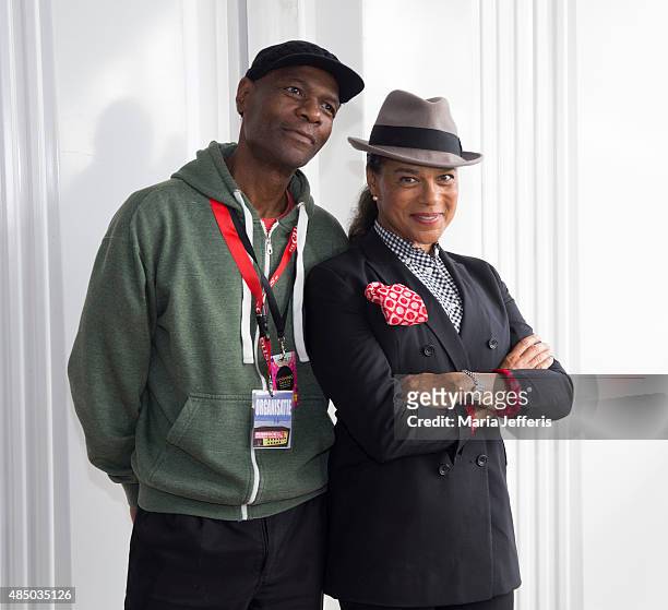 Arthur 'Gaps' Hendrickson and Pauline Black of The Selecter, photo call at Temple Island Meadows on August 23, 2015 in Henley-on-Thames, England.