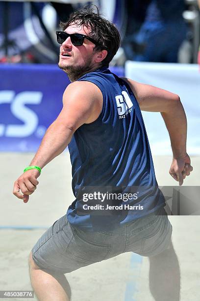 Actor Josh Hutcherson participates in the ASICS World Series of Volleyball - Celebrity Charity Match on August 23, 2015 in Long Beach, California.