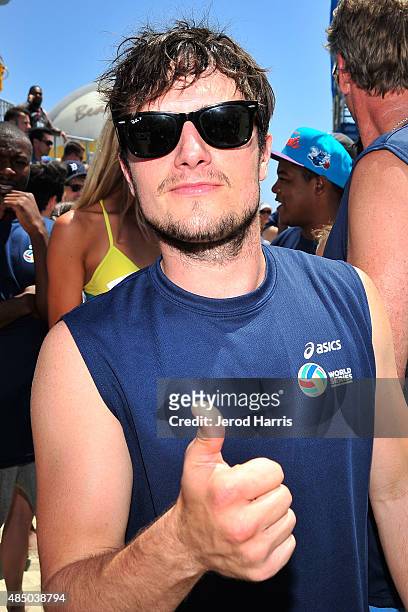 Actor Josh Hutcherson participates in the ASICS World Series of Volleyball - Celebrity Charity Match on August 23, 2015 in Long Beach, California.