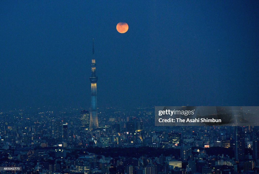 'Blood Moon' Appears In Tokyo