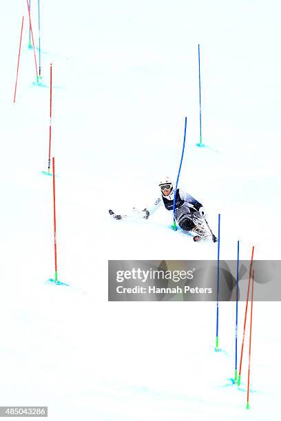 Corey Peters of New Zealand competes in the Men Slalom Sitting LW12-1 in the IPC Alpine Adaptive Slalom Southern Hemisphere Cup during the Winter...