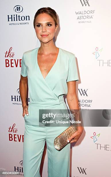 Arielle Kebbel arrives at The Beverly Hilton celebrates 60 Years with a Diamond Anniversary Party at The Beverly Hilton Hotel on August 21, 2015 in...