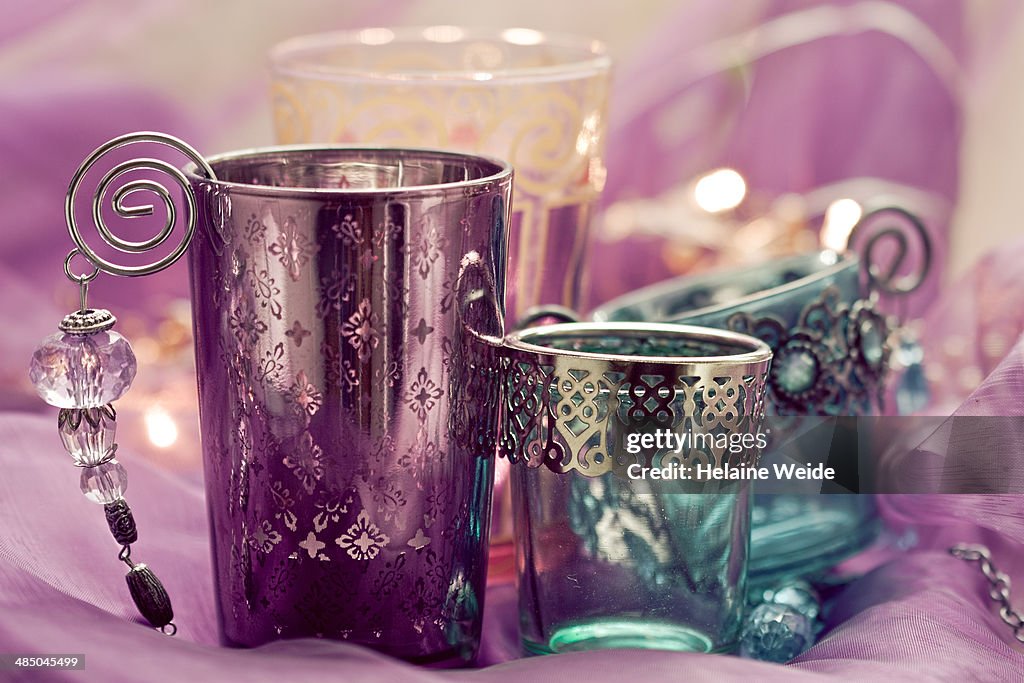 Several Moroccan style candle holders
