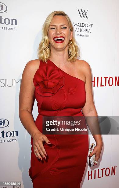 Natasha Henstridge arrives at The Beverly Hilton celebrates 60 Years with a Diamond Anniversary Party held on August 21, 2015 in Beverly Hills,...