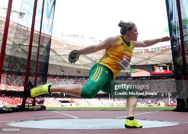 Dani Samuels of Australia competes in the Women's Discus qualification during day three of the 15th IAAF World Athletics Championships Beijing 2015...