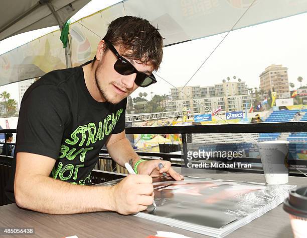 Straight But Not Narrow ambassador, Josh Hutcherson signs autographs at the ASICS World Series of Volleyball - celebrity charity match held on August...