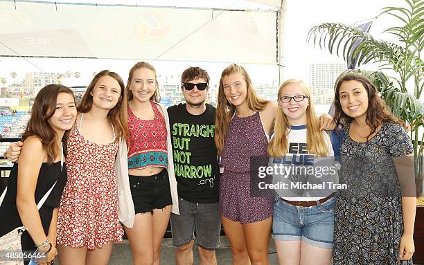 Straight But Not Narrow ambassador, Josh Hutcherson poses with fans at the ASICS World Series of Volleyball - celebrity charity match held on August...