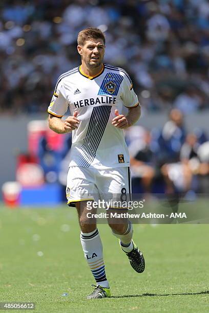 Steven Gerrard of LA Galaxy during the MLS match between Los Angeles Galaxy and New York City FC at StubHub Center on August 23, 2015 in Los Angeles,...