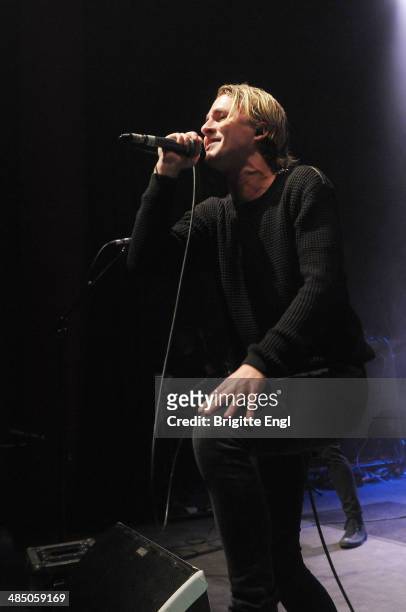 Charlie Cosser of Charming Liars performs on stage as the supporting act for Daughtry at Symphony Hall on March 26, 2014 in Birmingham, United...