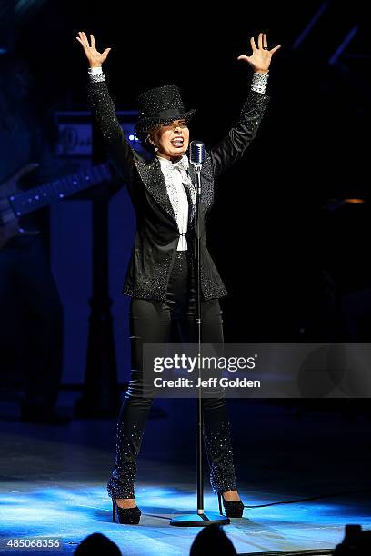 Gloria Trevi performs on the opening night of her El Amor World Tour at The Greek Theatre on August 21, 2015 in Los Angeles, California.