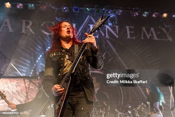 Guitarist Michael Amott of Arch Enemy performs during The Summer Slaughter Tour at The Regency Ballroom on August 23, 2015 in San Francisco,...