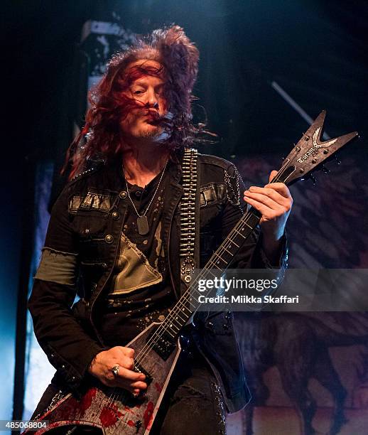 Guitarist Michael Amott of Arch Enemy performs during The Summer Slaughter Tour at The Regency Ballroom on August 23, 2015 in San Francisco,...