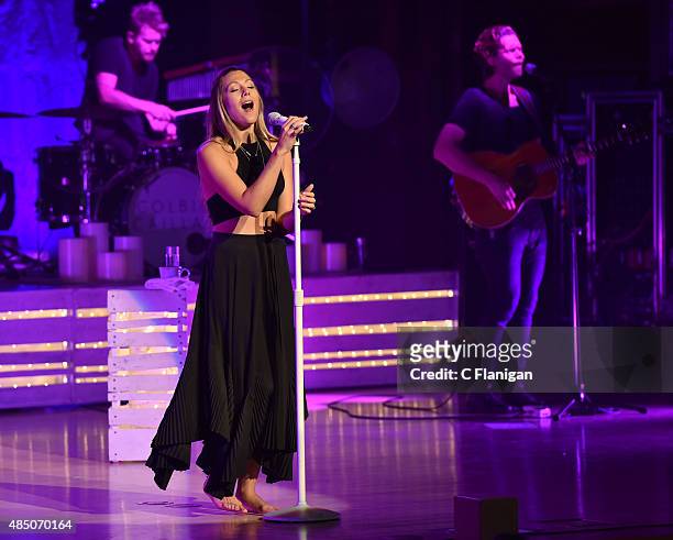 Colbie Caillat performs during the 'Girls Night Out, Boys Can Come Too Tour' at Weill Hall - Green Music Center, Sonoma State University on August...