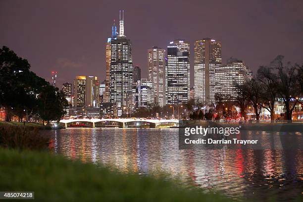 General view of the CBD from the south bank of the Yarra River on August 24, 2015 in Melbourne, Australia.