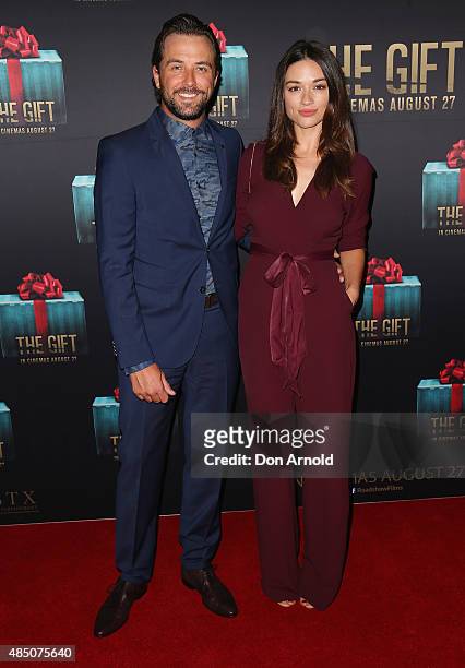 Darren McMullen and Crystal Reed arrive ahead of 'The Gift' Sydney Premiere at Event Cinemas George Street on August 24, 2015 in Sydney, Australia.