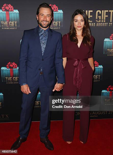 Darren McMullen and Crystal Reed arrive ahead of 'The Gift' Sydney Premiere at Event Cinemas George Street on August 24, 2015 in Sydney, Australia.