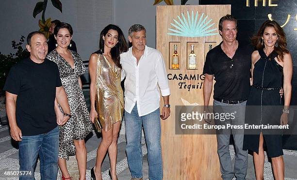 Michael Meldman, Monica Gambee, Amal Alamuddin, George Clooney, Rande Gerber and Cindy Crawford host the official launch of Casamigos Tequila in...