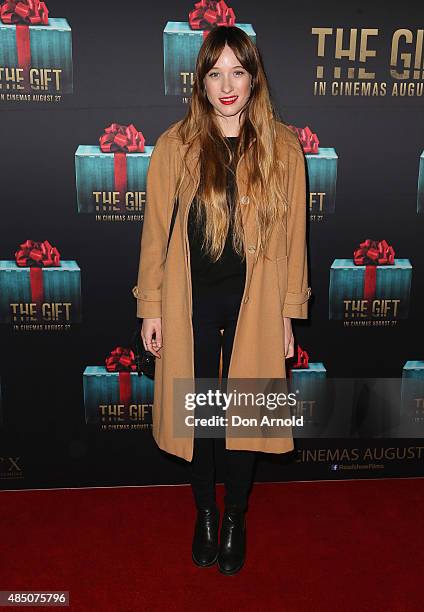 Sophie Lowe arrives ahead of 'The Gift' Sydney Premiere at Event Cinemas George Street on August 24, 2015 in Sydney, Australia.