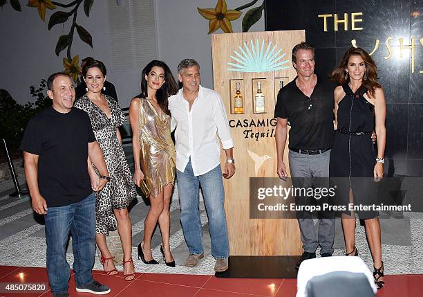 Michael Meldman, Monica Gambee, Amal Alamuddin, George Clooney, Rande Gerber and Cindy Crawford host the official launch of Casamigos Tequila in...