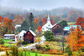 Misty Autumn Foliage in Rural Vermont