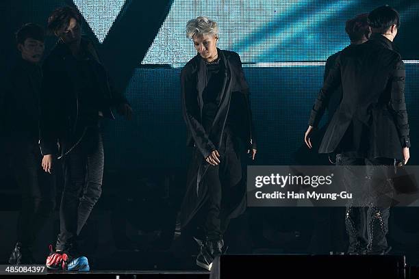 Member of boy band EXO-M performs onstage "EXO" the 2nd Mini Album Comeback Show at Jamsil Gym on April 15, 2014 in Seoul, South Korea.