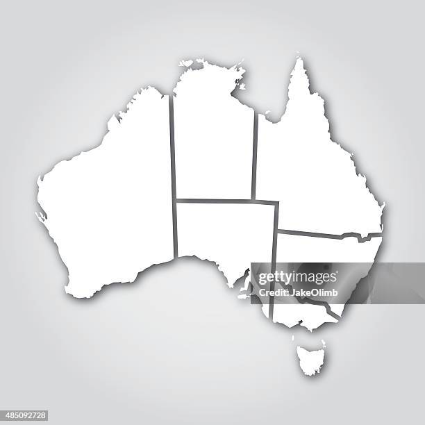 australian gebiete silhouette weiß - map tasmania stock-grafiken, -clipart, -cartoons und -symbole