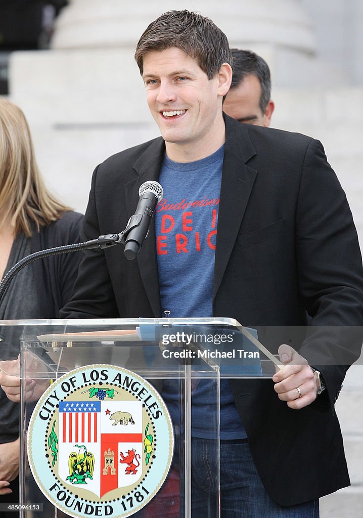 Shawn "Jay Z" Carter Makes Announcement On the Steps Of City Hall Downtown Los Angeles