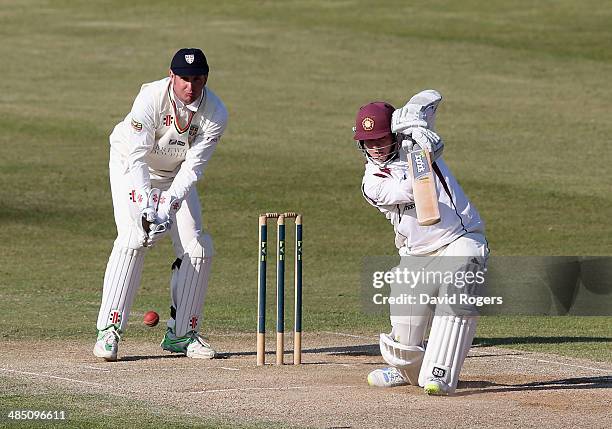Rob Newton of Northamptonshire drives during the fourth day of the LV County Championship Division One match between Northamptonshire and Durham at...