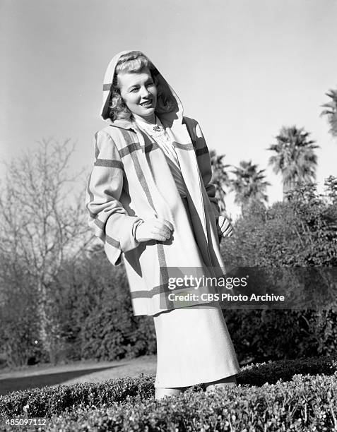 Penny Singleton poses for a fashion shoot. She portrays Blondie Bumstead in the CBS Radio program, Blondie. Image dated February 1, 1947. Hollywood,...