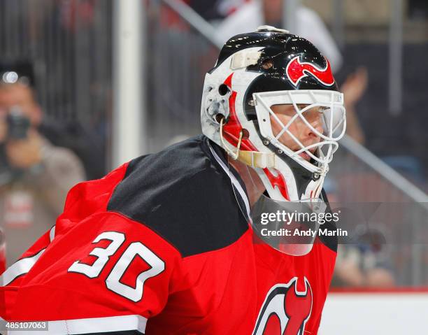 New Jersey Devils goalie Martin Brodeur (30) during the NHL game