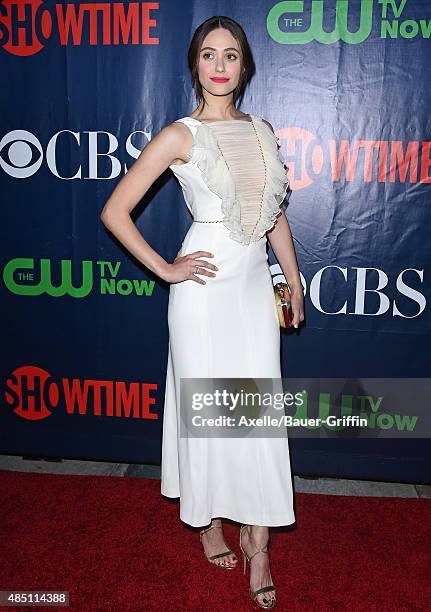 Actress Emmy Rossum arrives at CBS, CW And Showtime 2015 Summer TCA Party at Pacific Design Center on August 10, 2015 in West Hollywood, California.