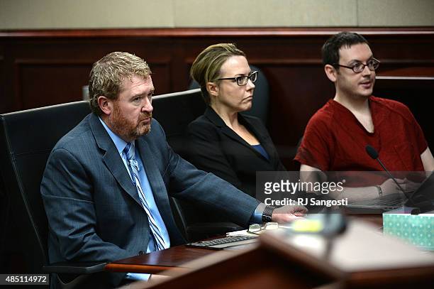 James Holmes appears in court to be formally sentenced alongside his attorneys, Daniel King and Katherine Spengler. Victims and their families were...