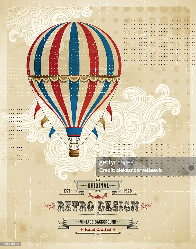 Hot Air Balloon Vintage Background