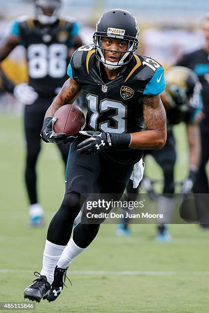 Wide Receiver Rashad Greene of the Jacksonville Jaguars during a preseason game against the Pittsburgh Steelers at EverBank Field on August 14, 2015...