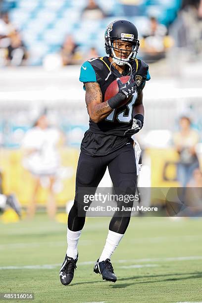 Wide Receiver Rashad Greene of the Jacksonville Jaguars during a preseason game against the Pittsburgh Steelers at EverBank Field on August 14, 2015...