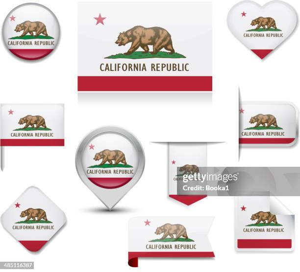 stockillustraties, clipart, cartoons en iconen met califonia flag collection - california flag