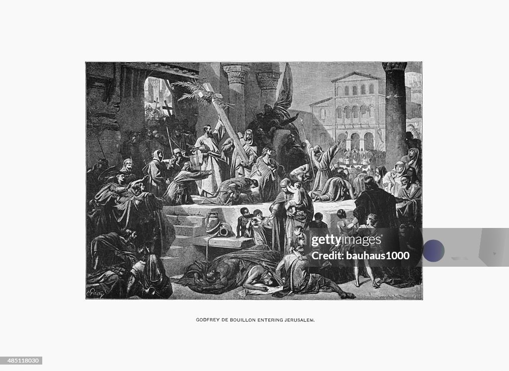 Godfrey De Bouillon Entering Jerusalem Engraving