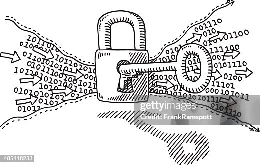 Binary Code Security Lock Key Drawing Binary Code Security Lock Key Drawing