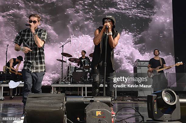 Tony Oller and Malcolm Kelley of MKTO perform during Billboard Hot 100 Festival - Day 2 at Nikon at Jones Beach Theater on August 23, 2015 in...