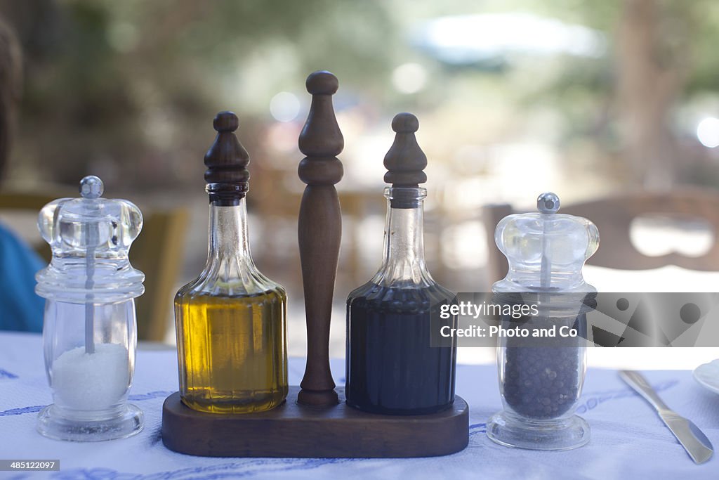 Oil and vinegar and salt and pepper