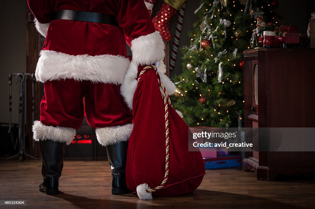 Real Santa with Bag of Gifts