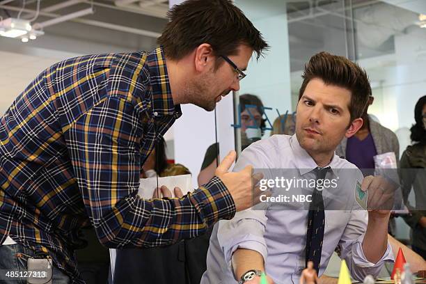 Moving Up" Episode 621/622 -- Pictured: Dean Holland , Adam Scott as Ben Wyatt --