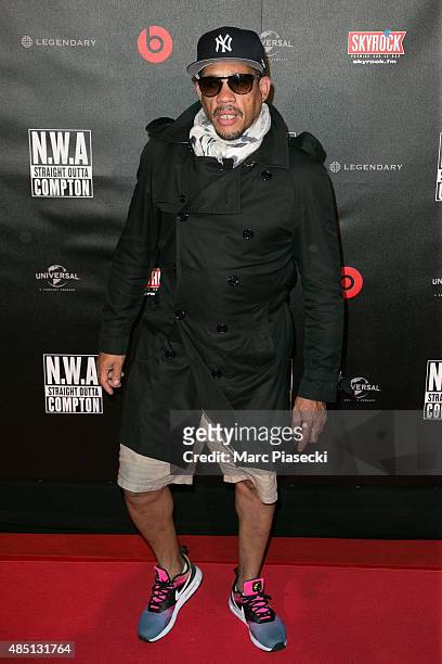 Didier Morville a.k.a. Joey Starr attends the 'NWA Straight Outta Compton' Premiere at UGC Cine Cite Bercy on August 24, 2015 in Paris, France.