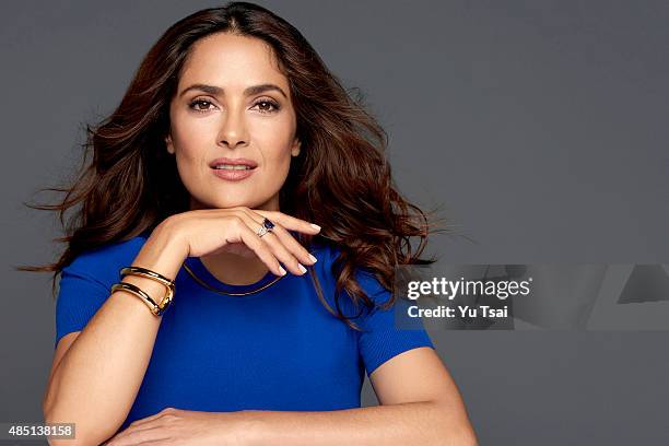 Actress Salma Hayek is photographednfor People Magazine on August 1, 2015 in Los Angeles, California. PUBLISHED IMAGE.