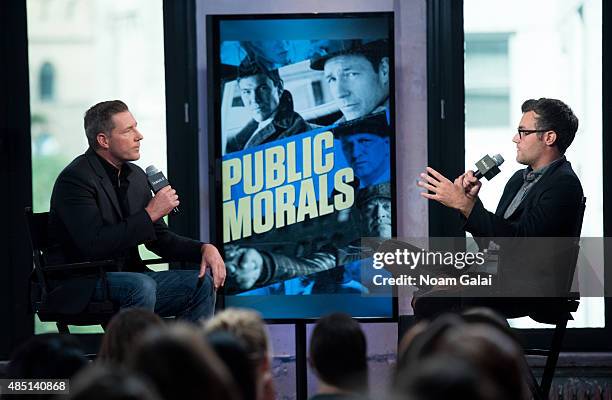 Actor Ed Burns and Ricky Camilleri attend the AOL Build Speaker Series: "Public Morals" at AOL Studios In New York on August 24, 2015 in New York...