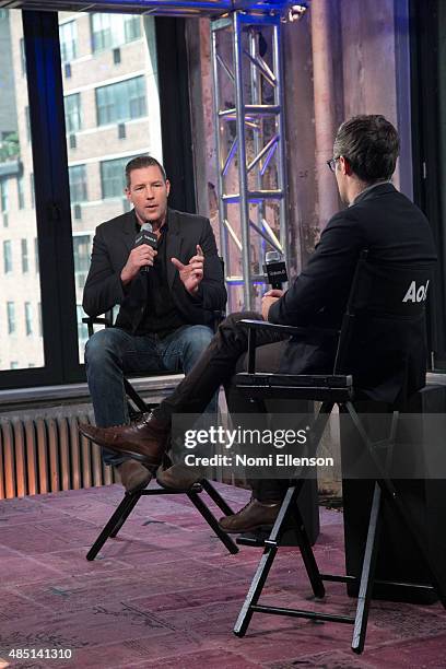 Actor Ed Burns discusses his new TV show "Public Morals" at AOL Studios In New York on August 24, 2015 in New York City.