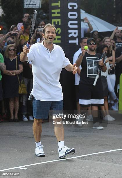 Tennis player Pete Sampras attends Nike's "NYC Street Tennis" event on August 24, 2015 in New York City.